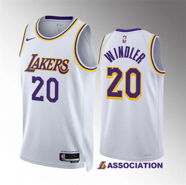 Men's Los Angeles Lakers #20 Dylan Windler White Association Edition Stitched Basketball Jersey